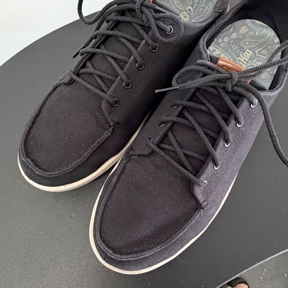 OluKai Manoa Sneakers Mens 9.5 Black Canvas Lace Up Casual Comfort Shoes main image 10